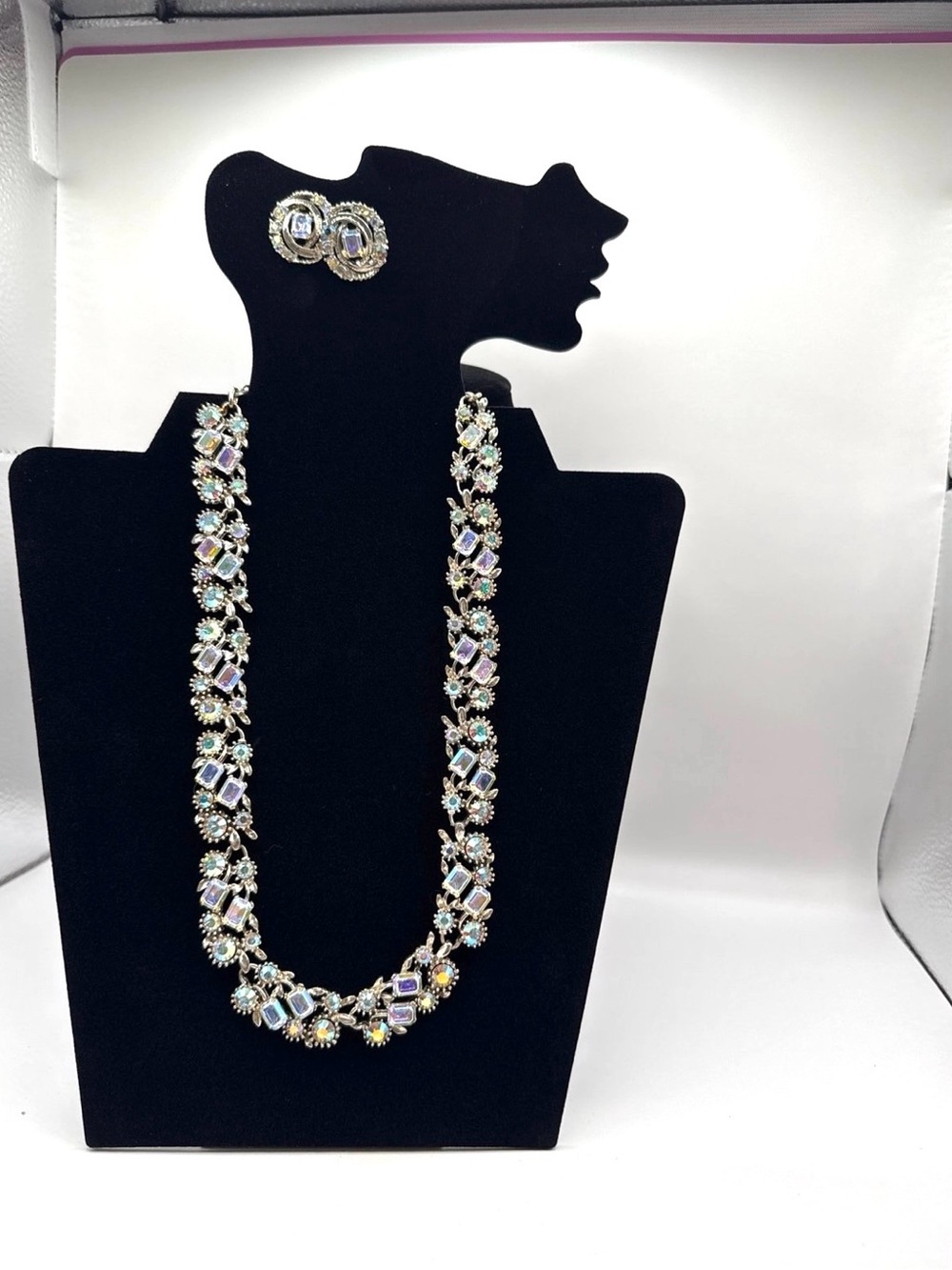 Vintage Aurora Borealis Wedding Necklace Set - Mint Condition